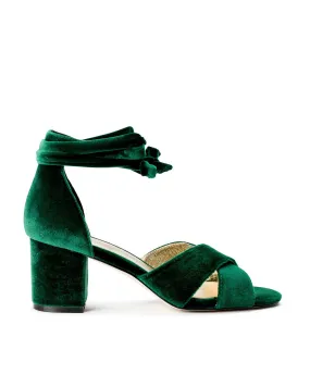 PASSION - EMERALD WEDDING SHOES LOW BLOCK HEEL