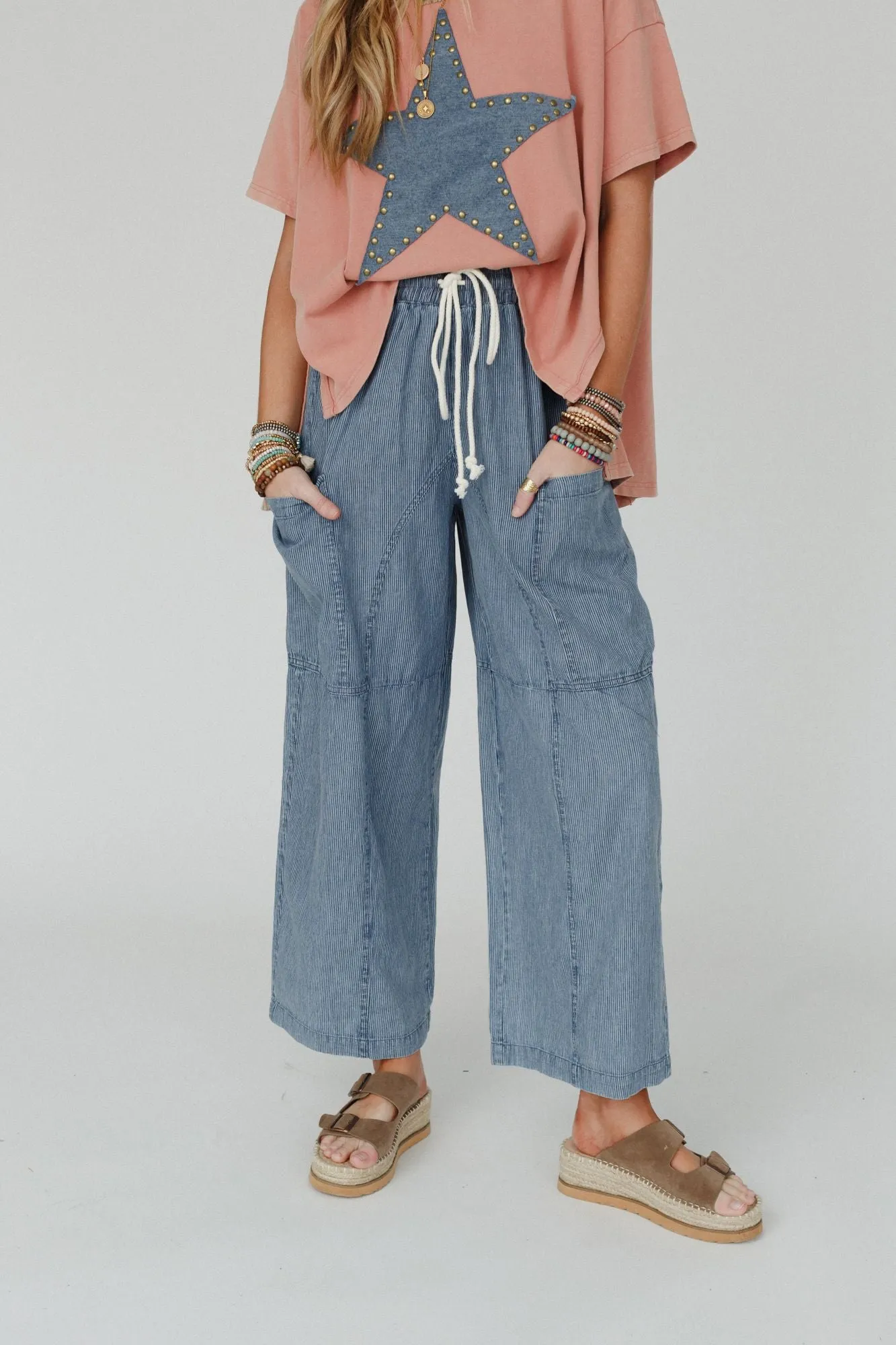 Piece Of Paradise Wide Leg Pants - Blue