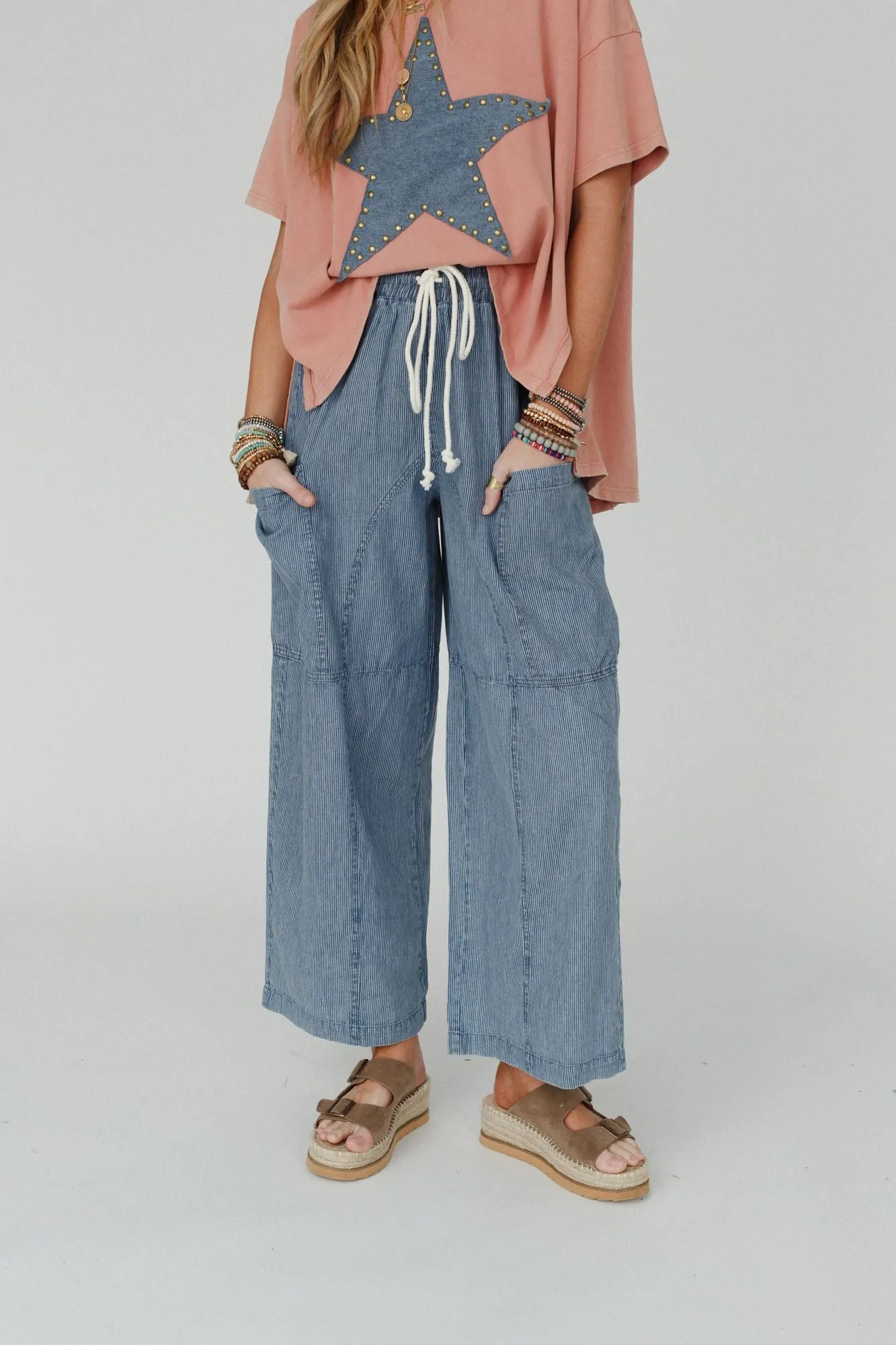 Piece Of Paradise Wide Leg Pants - Blue