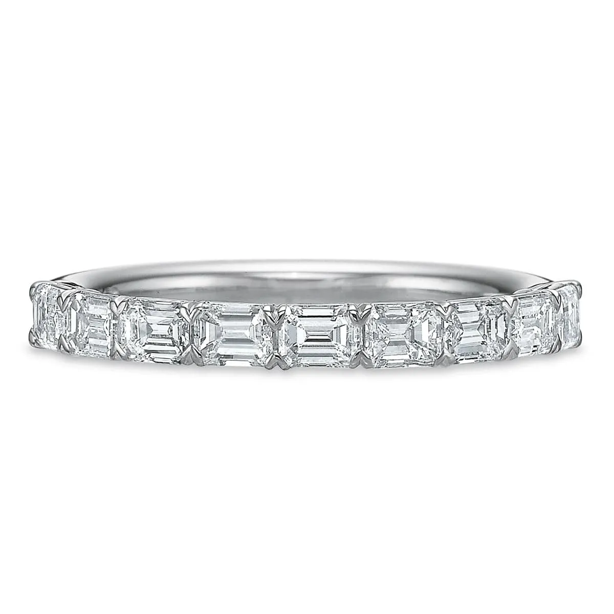 Platinum Grande Air Emerald Cut Diamond Band