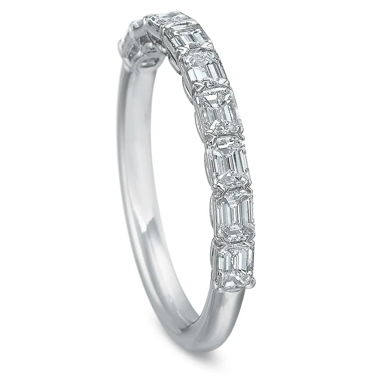 Platinum Grande Air Emerald Cut Diamond Band