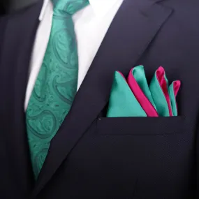 Regal Magenta - Green Pocket Square