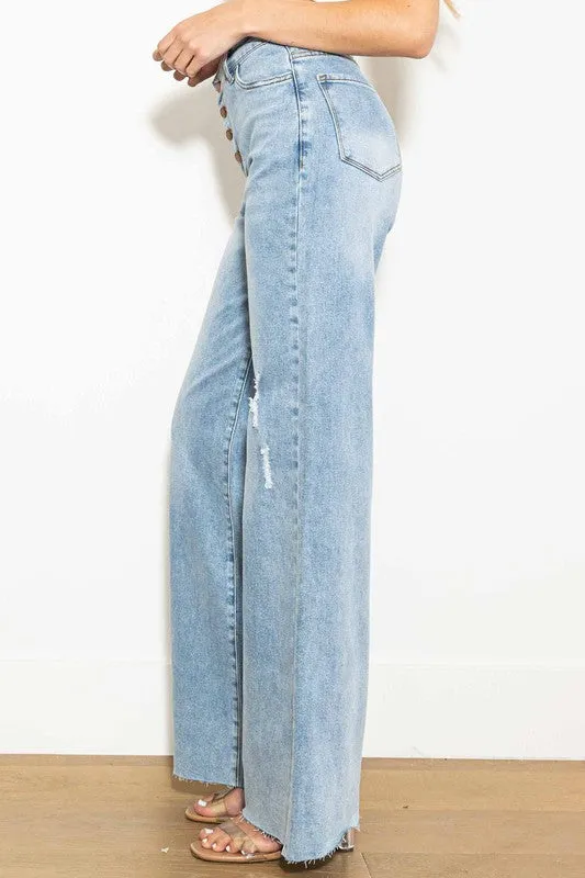 Saylor Criss Cross High Waisted Wide Leg Jeans [online exclusive]