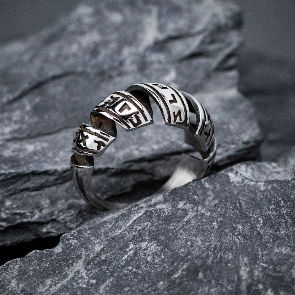 Stainless Steel Spiral Rune Ring