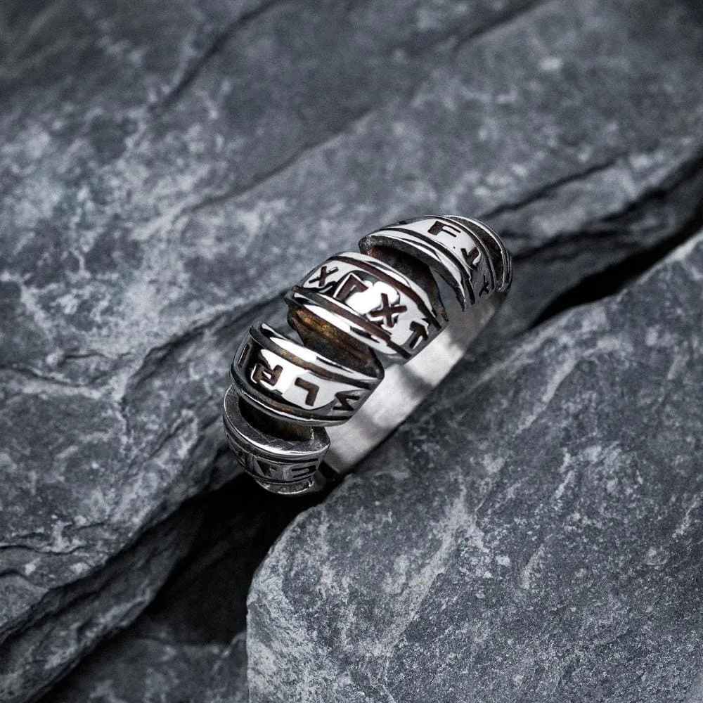 Stainless Steel Spiral Rune Ring