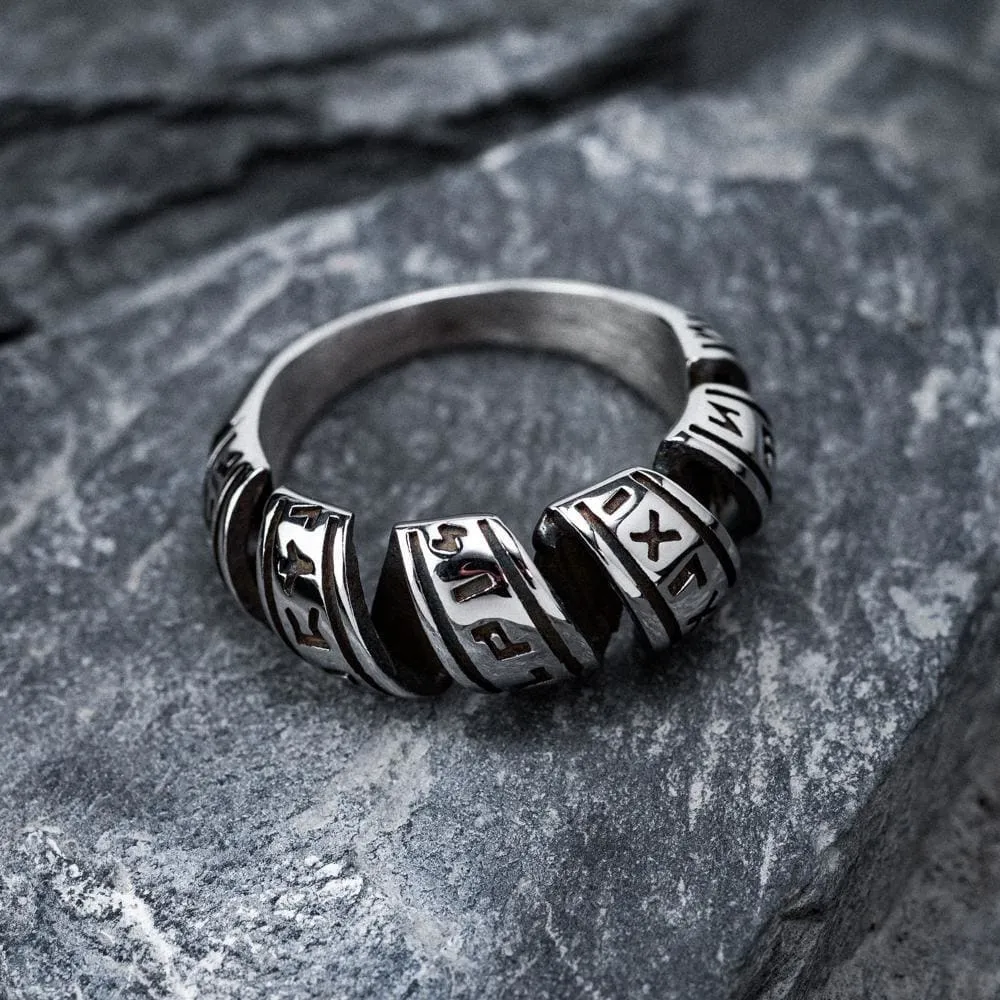 Stainless Steel Spiral Rune Ring