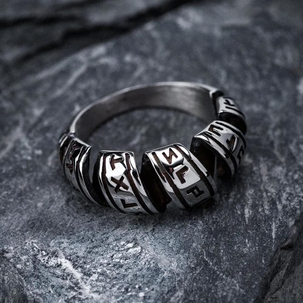 Stainless Steel Spiral Rune Ring