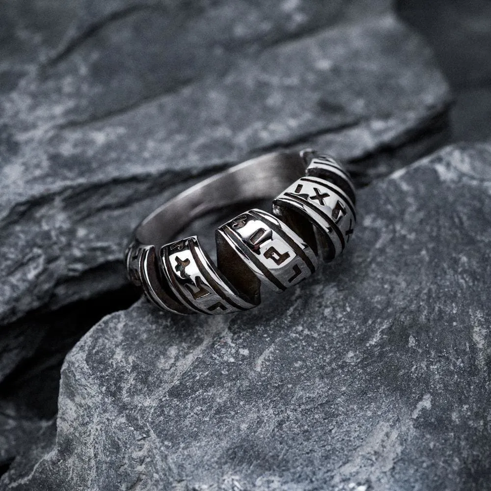 Stainless Steel Spiral Rune Ring