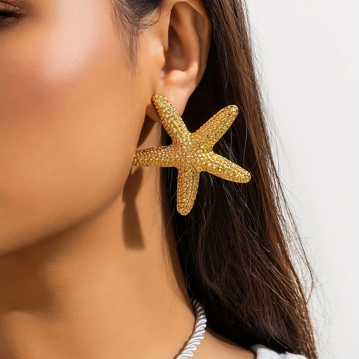 Starfish Stud Earring Retro Dramatic Metal Style Personality Fashion Beach Style Summer Daily Jewelry For Women