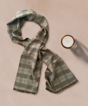 Tan Plaid Tweed Scarf