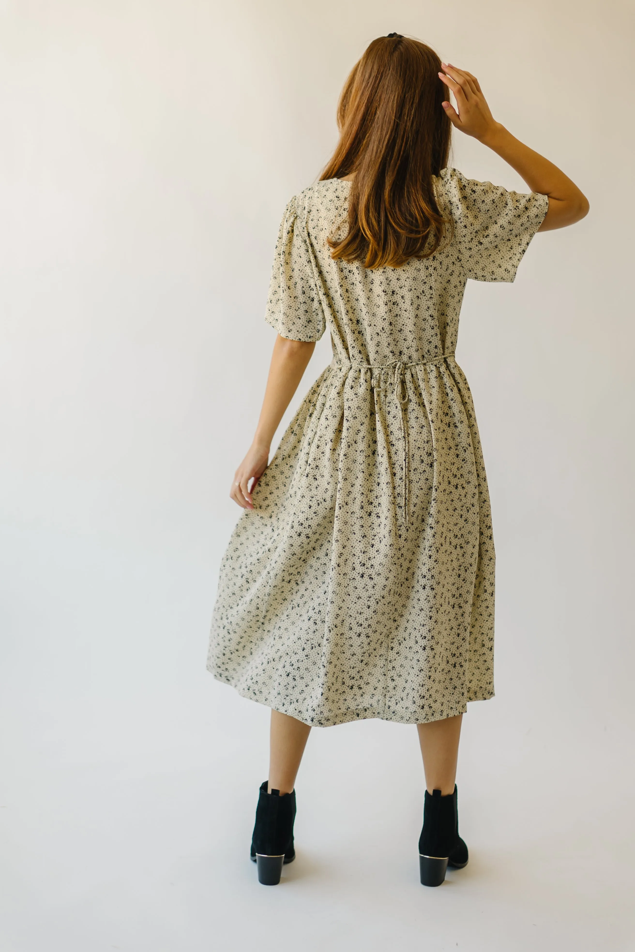 The Galisteo Floral Detail Dress in Cream   Black