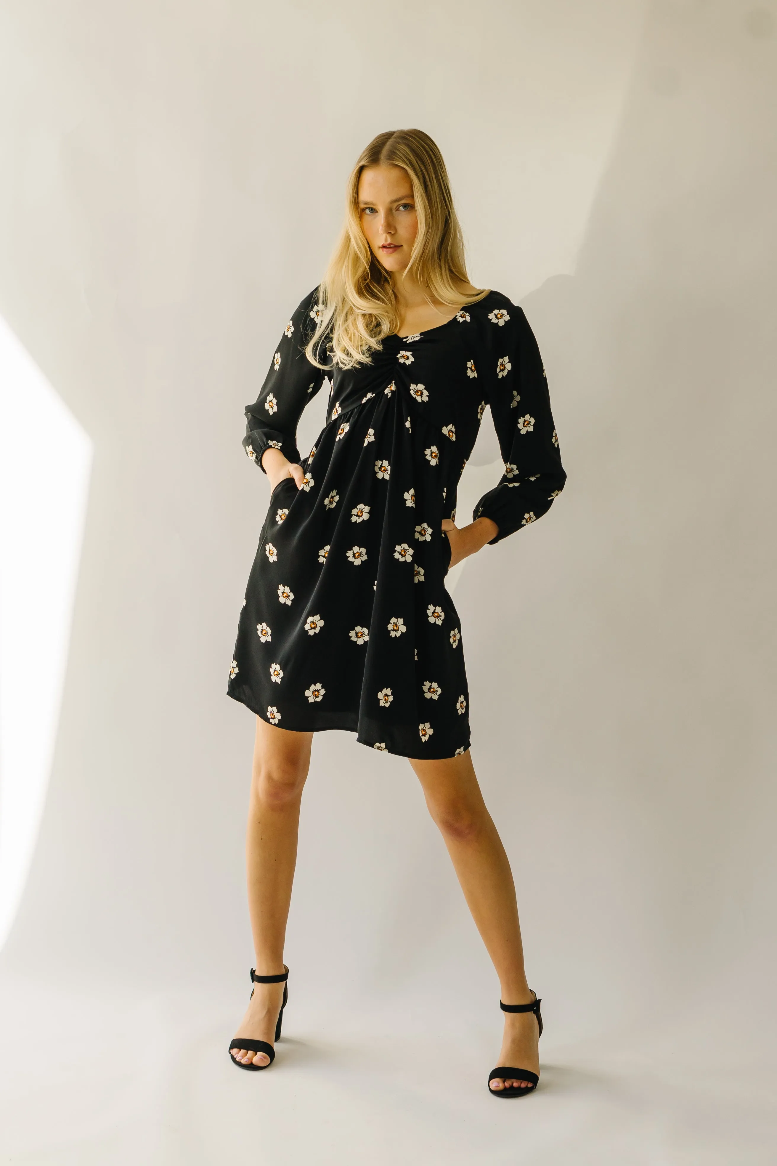 The Gwenevere Floral Detail Dress in Black