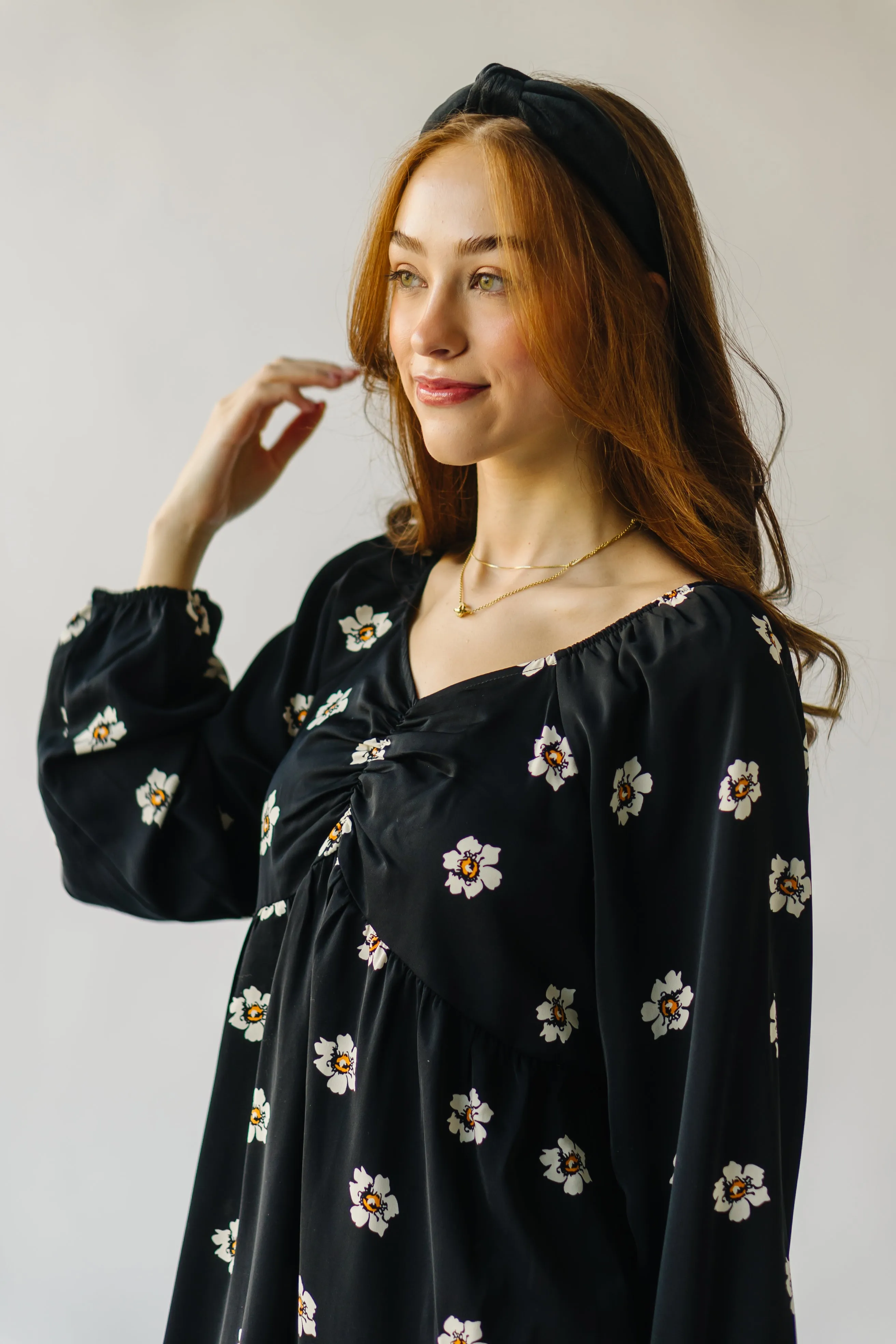 The Gwenevere Floral Detail Dress in Black