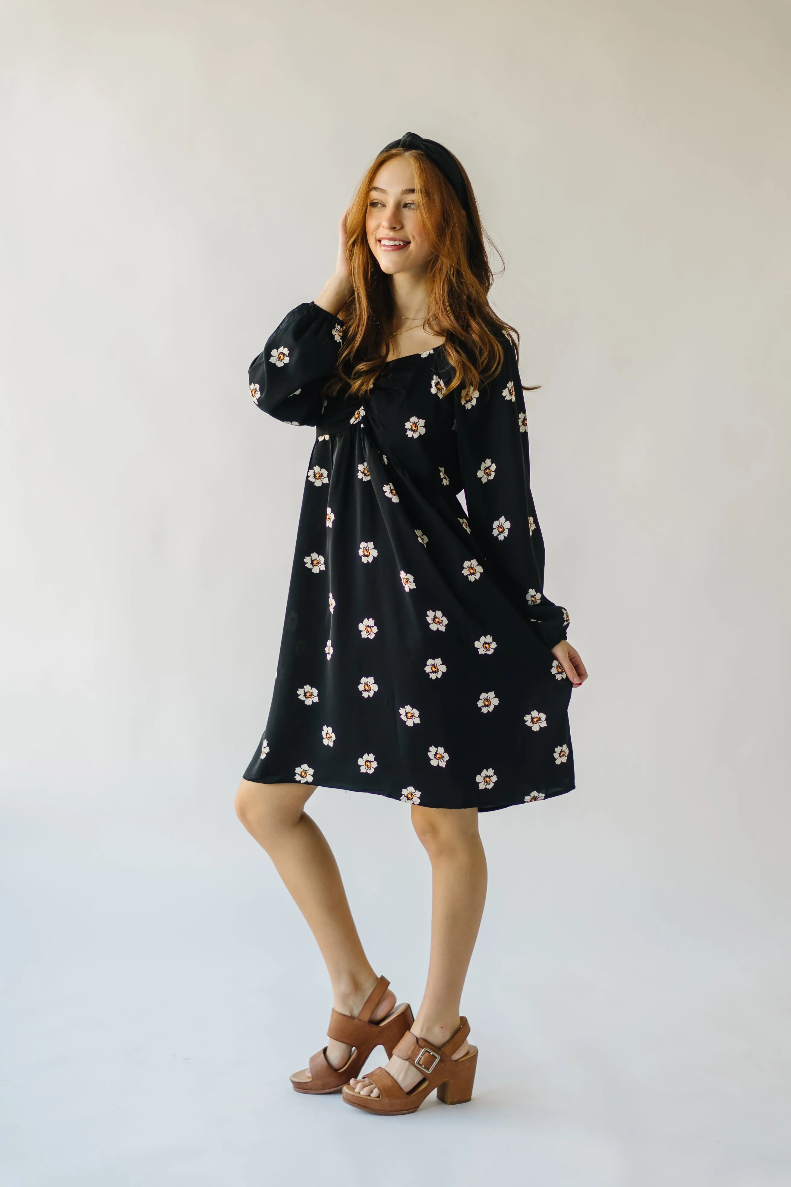 The Gwenevere Floral Detail Dress in Black