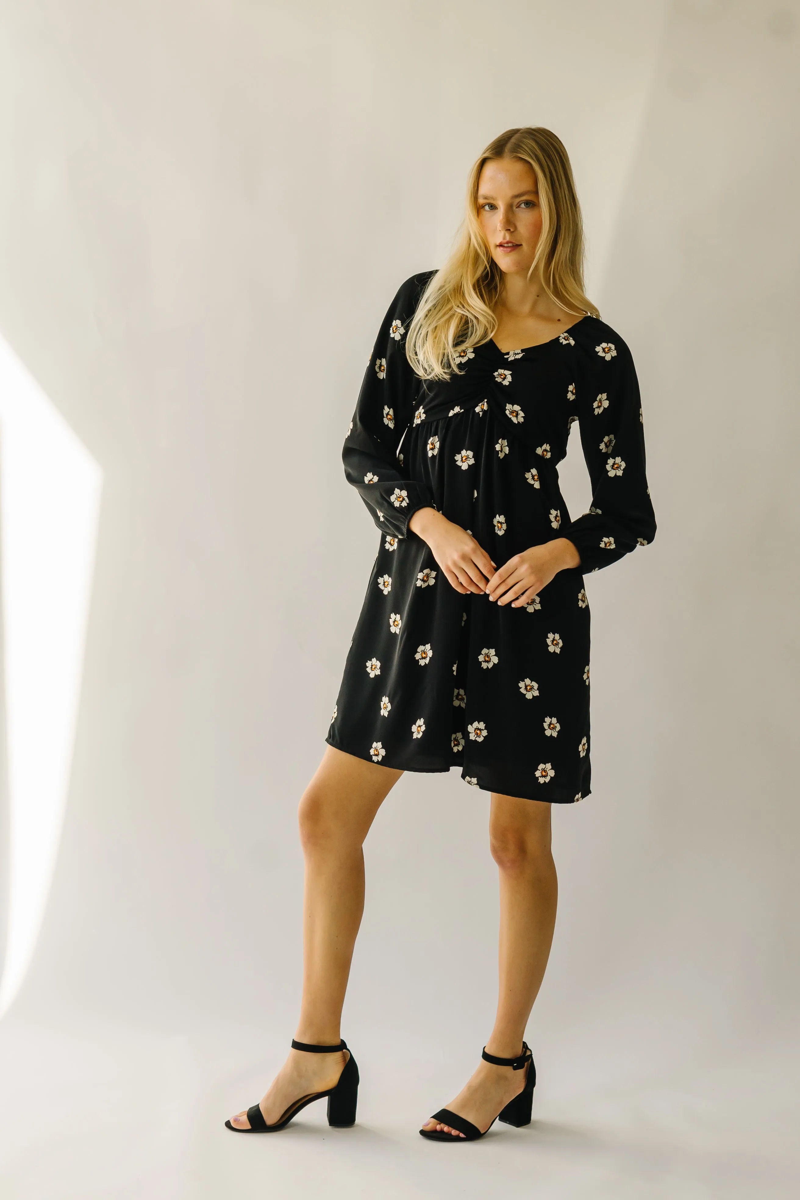 The Gwenevere Floral Detail Dress in Black