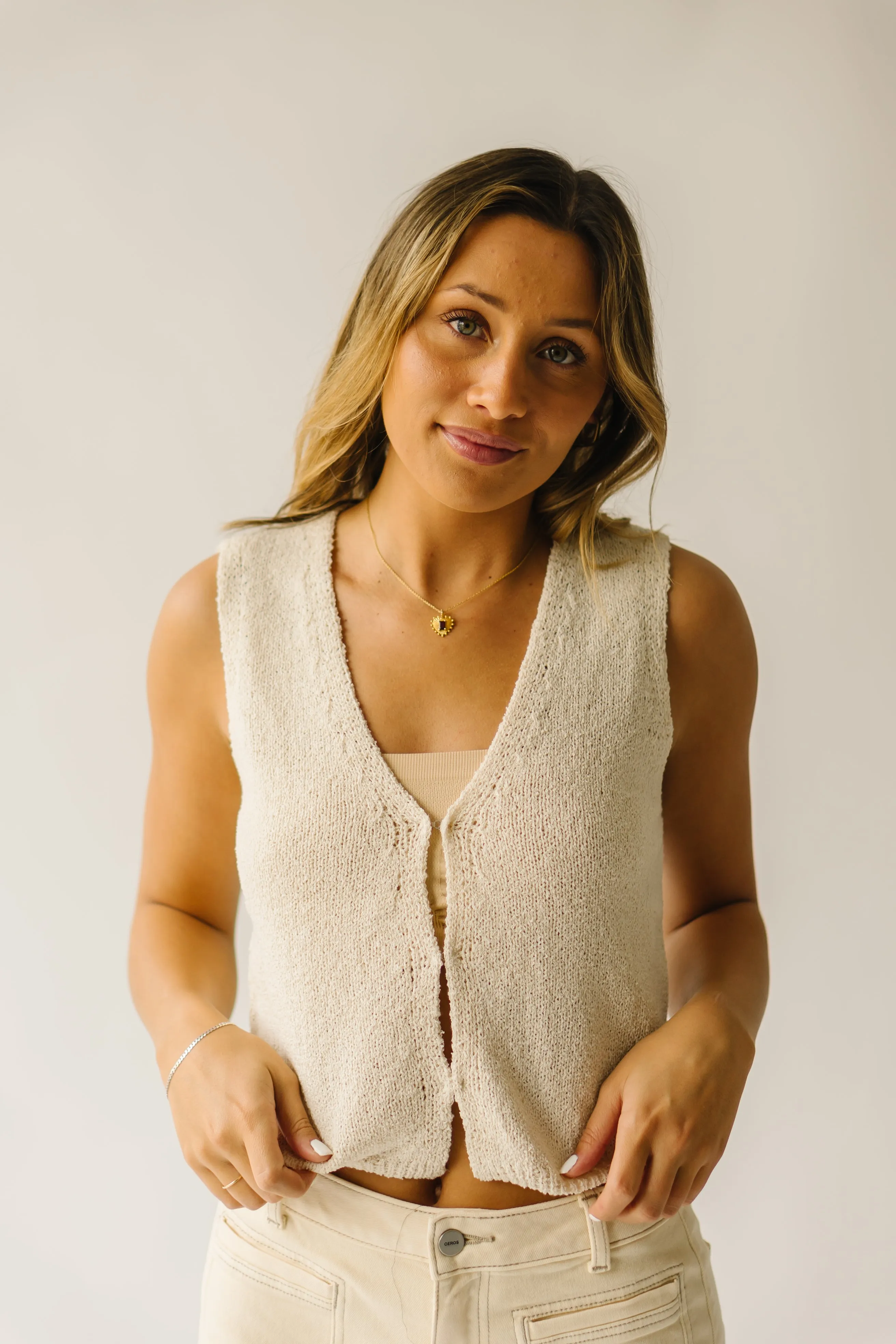 The Petrella Knit Vest in Beige