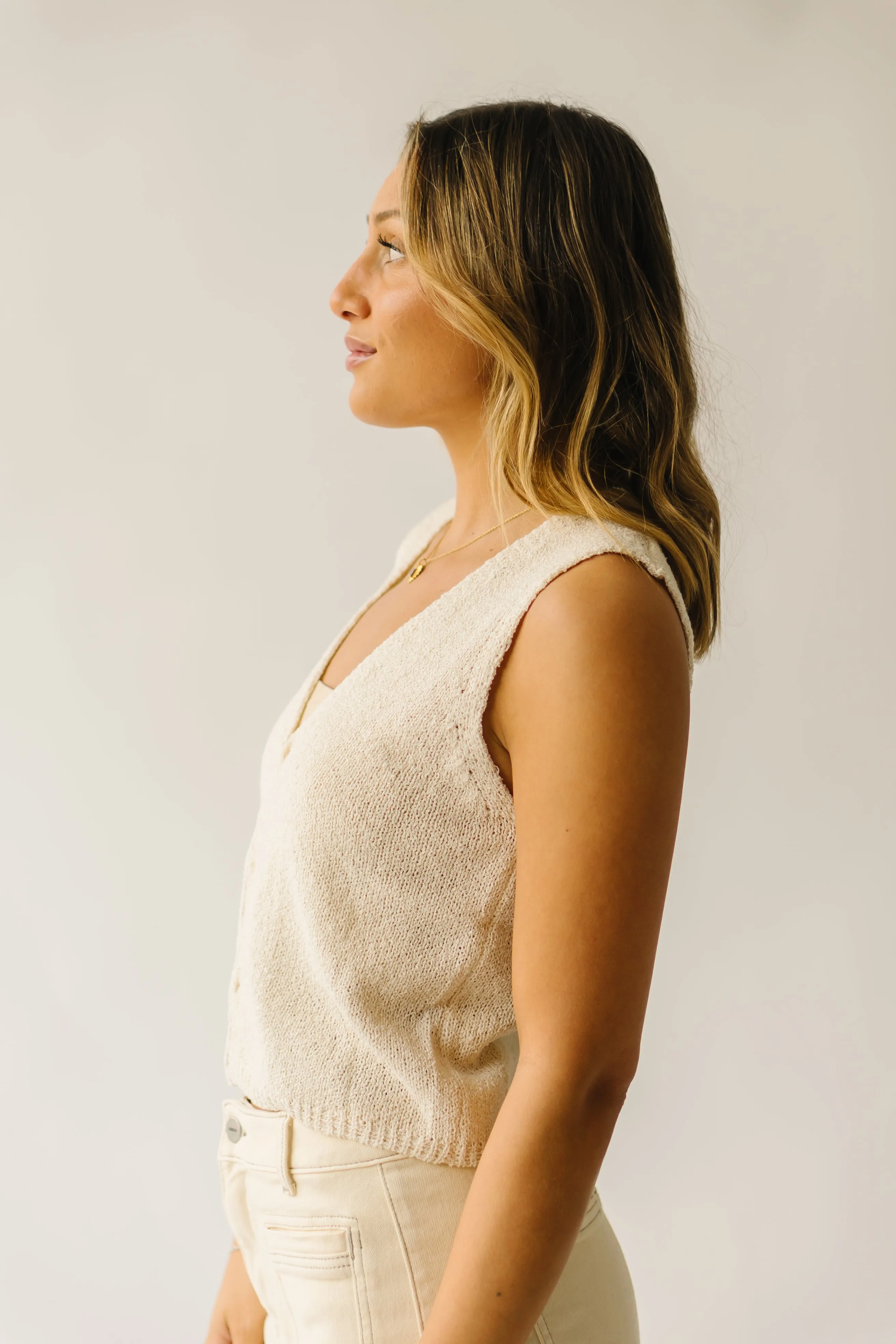 The Petrella Knit Vest in Beige