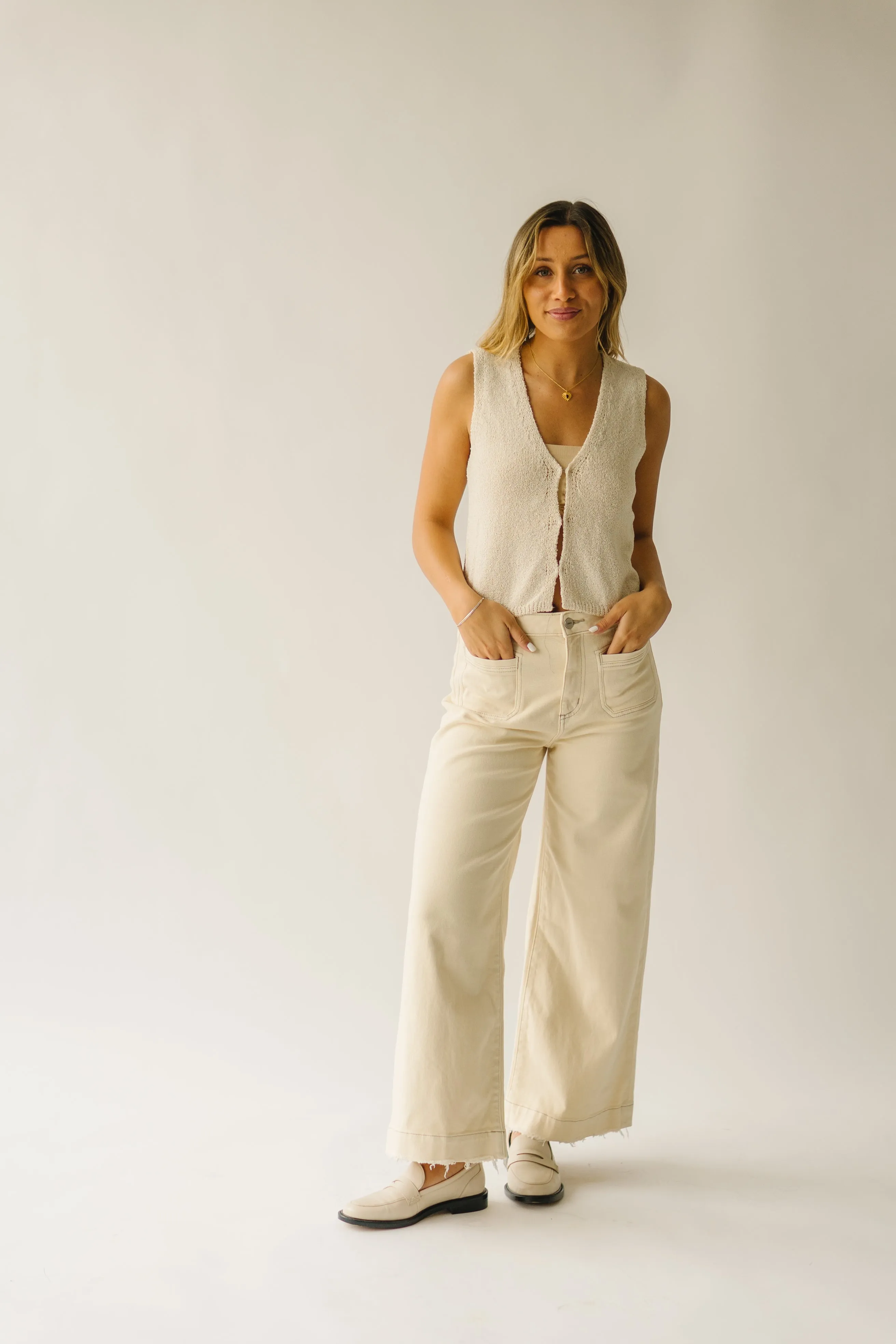 The Petrella Knit Vest in Beige