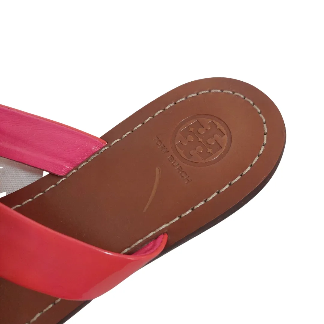 Tory Burch Coral Leather 'Cameron' Sandals | Pre Loved |