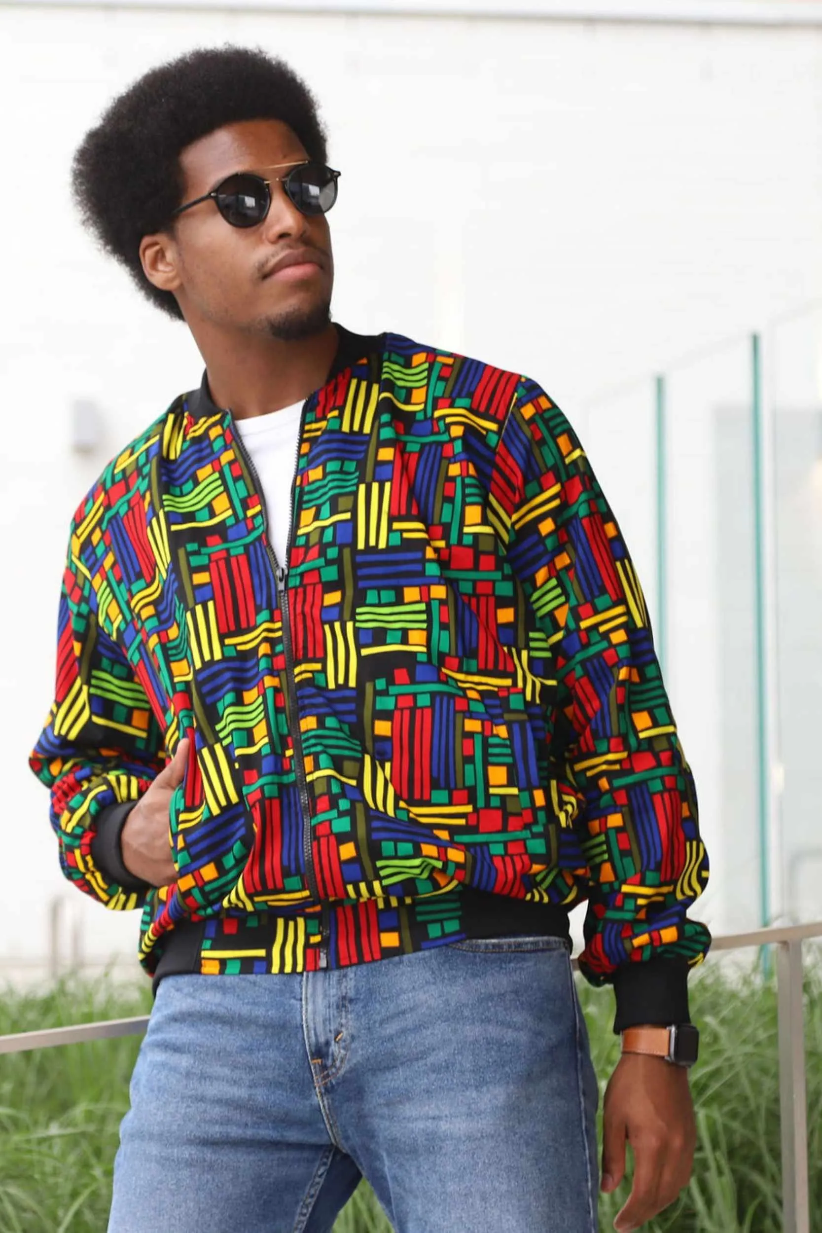 UZI African Print Unisex Bomber Jacket