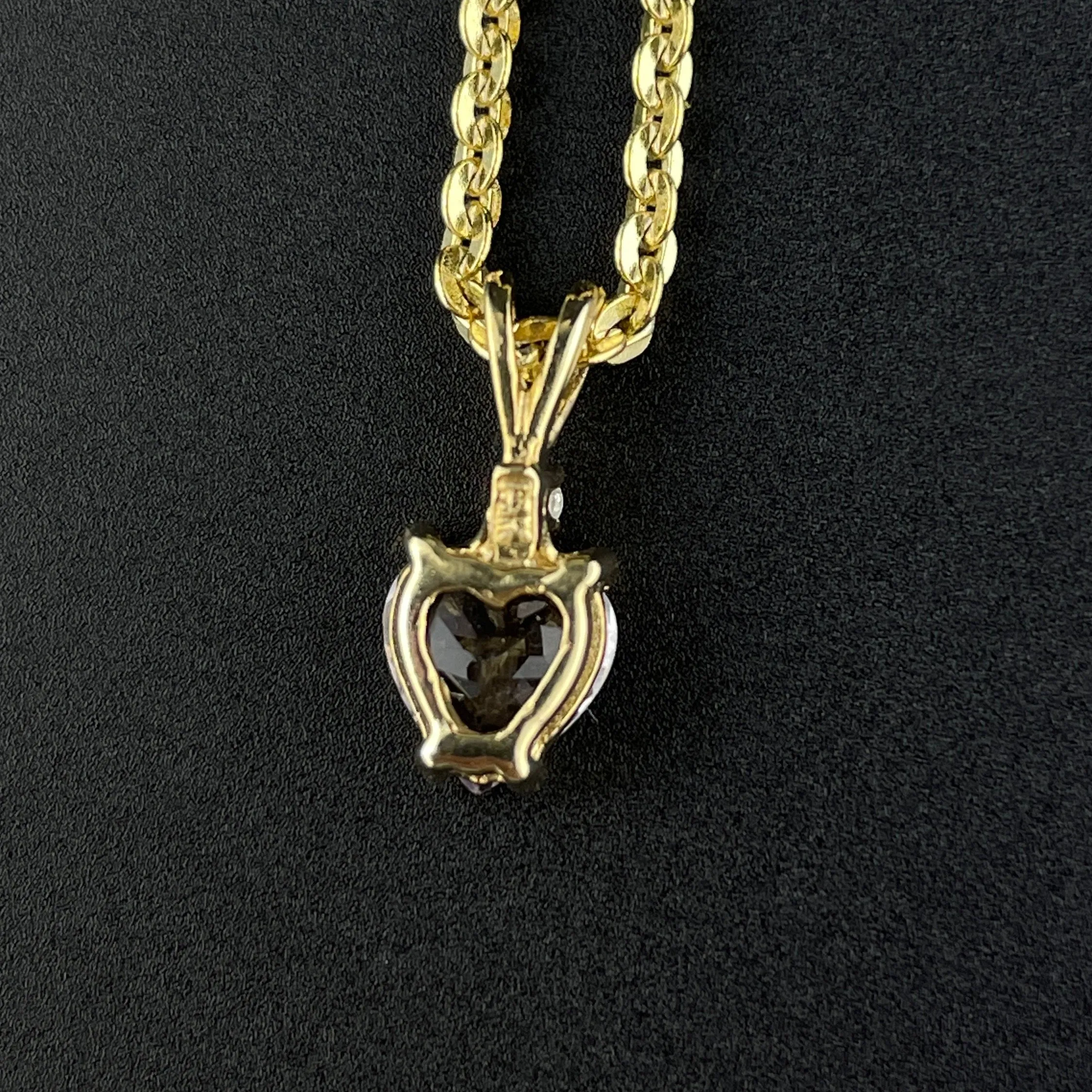 Vintage 14K Gold Diamond Amethyst Pendant Necklace