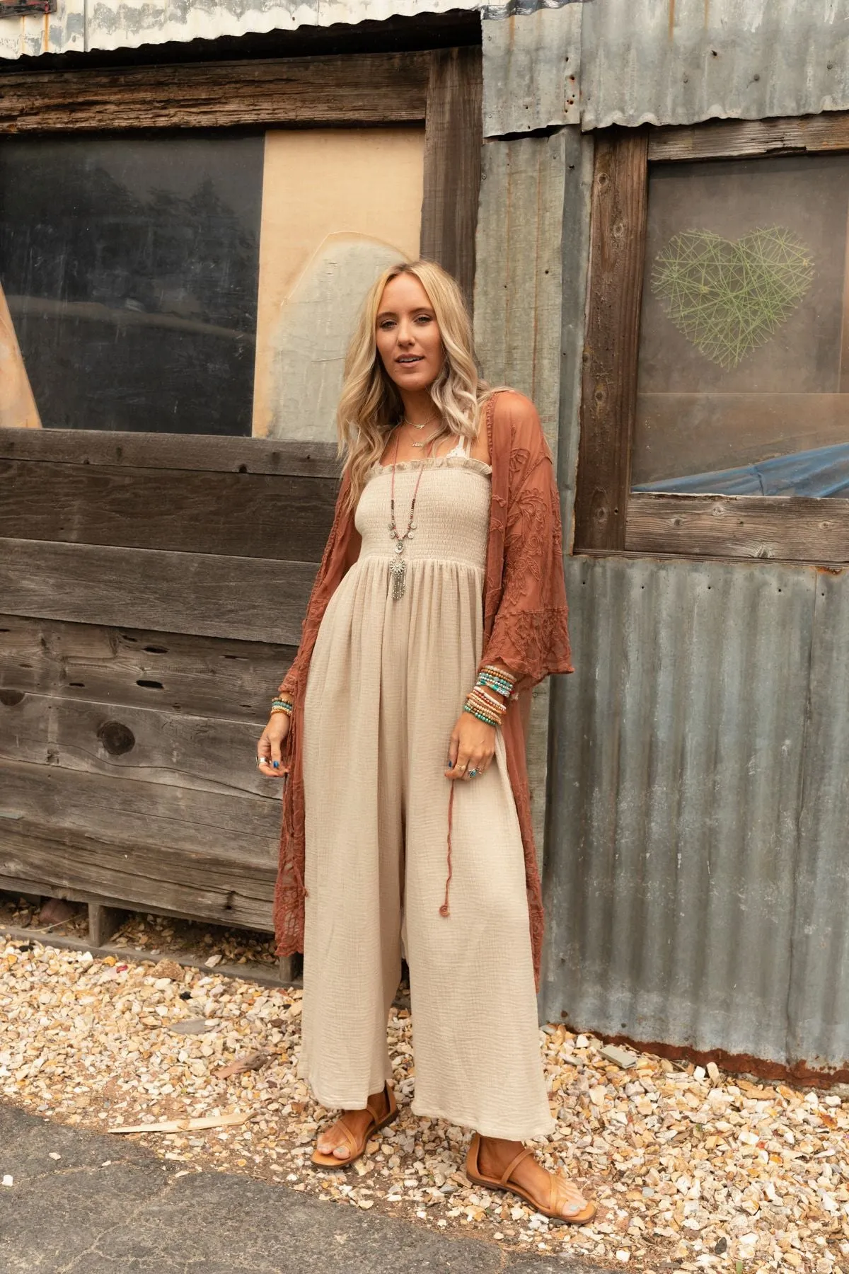 Weekend Vibe Sleeveless Jumpsuit - Taupe