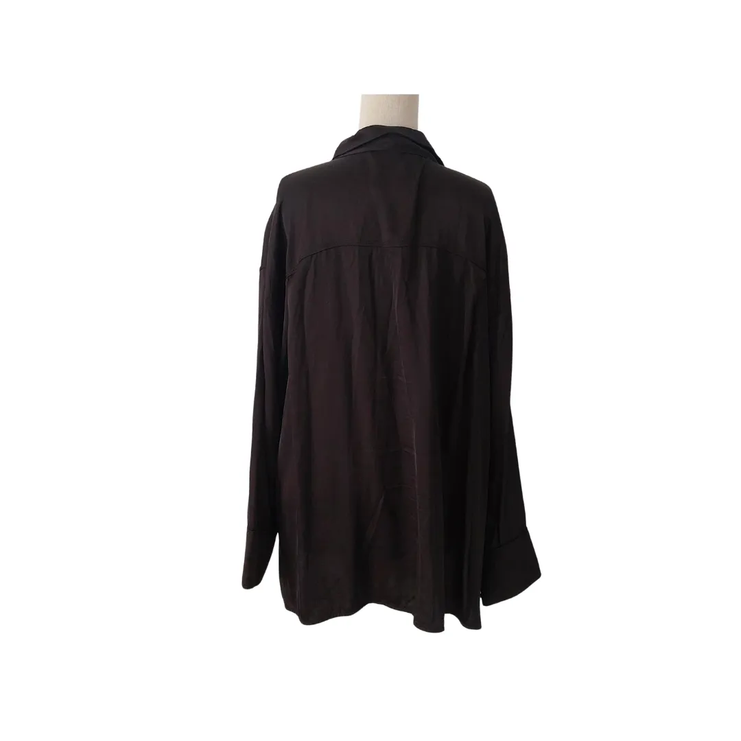 ZARA Black Satin Collared Shirt | Gently Used |